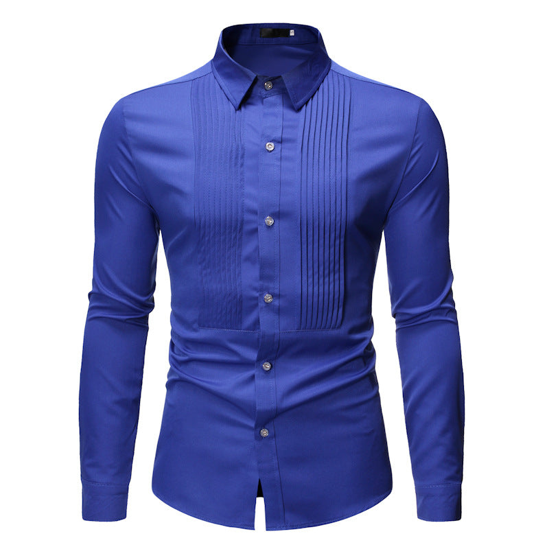 Men Royal Blue Wedding Tuxedo Shirt