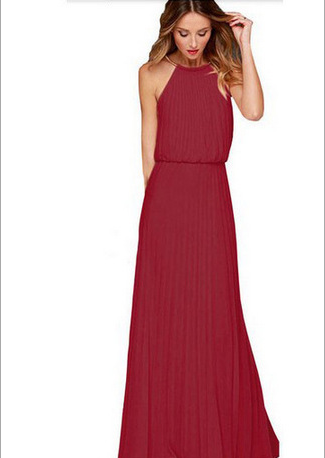 Women Halter Chiffon Maxi Dress