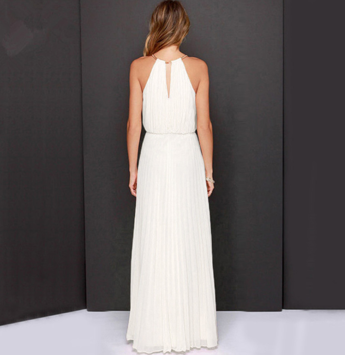 Women Halter Chiffon Maxi Dress