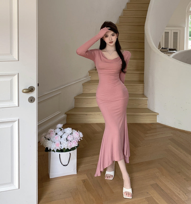 Pink Long-sleeved Dress