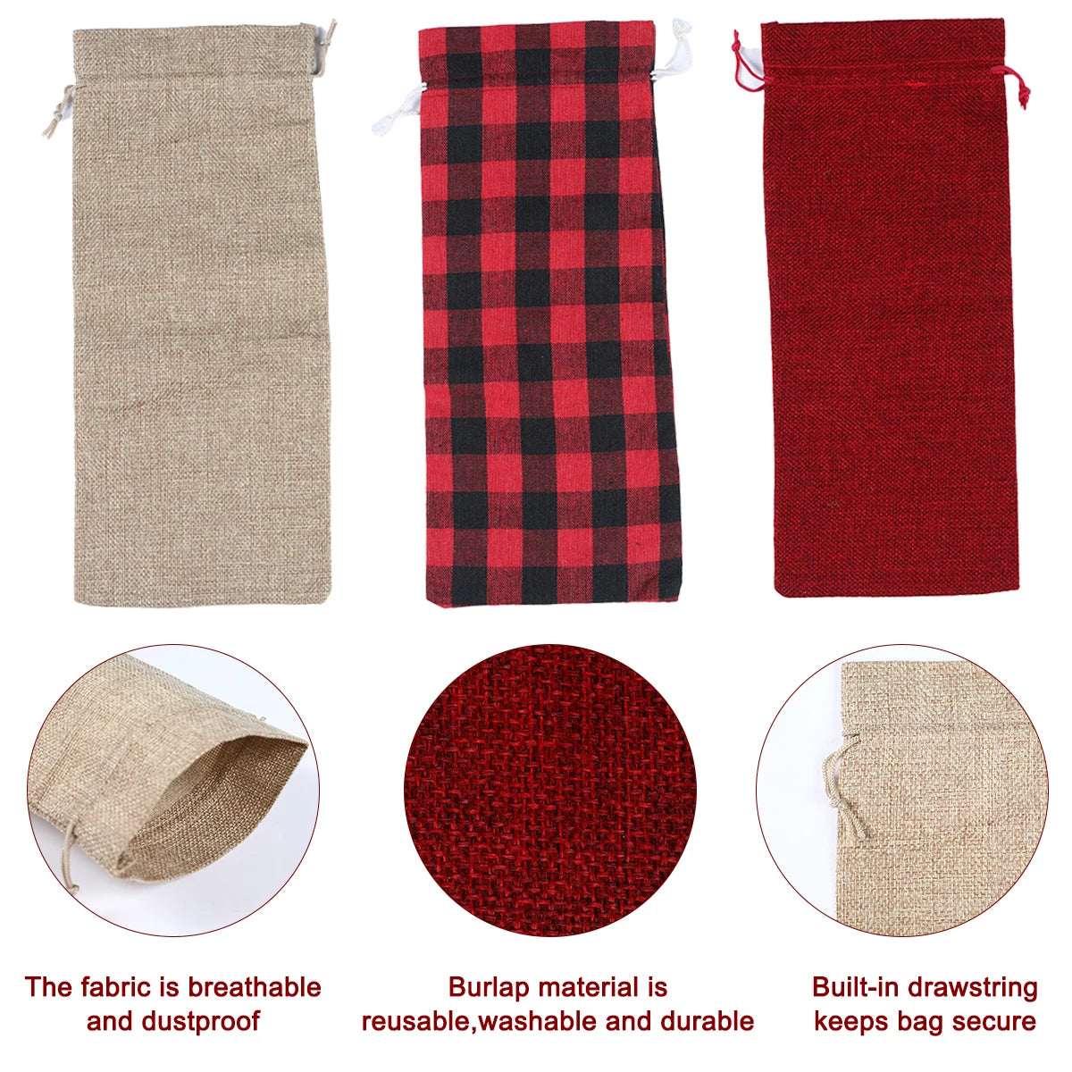 Christmas Burlap Wine Bags