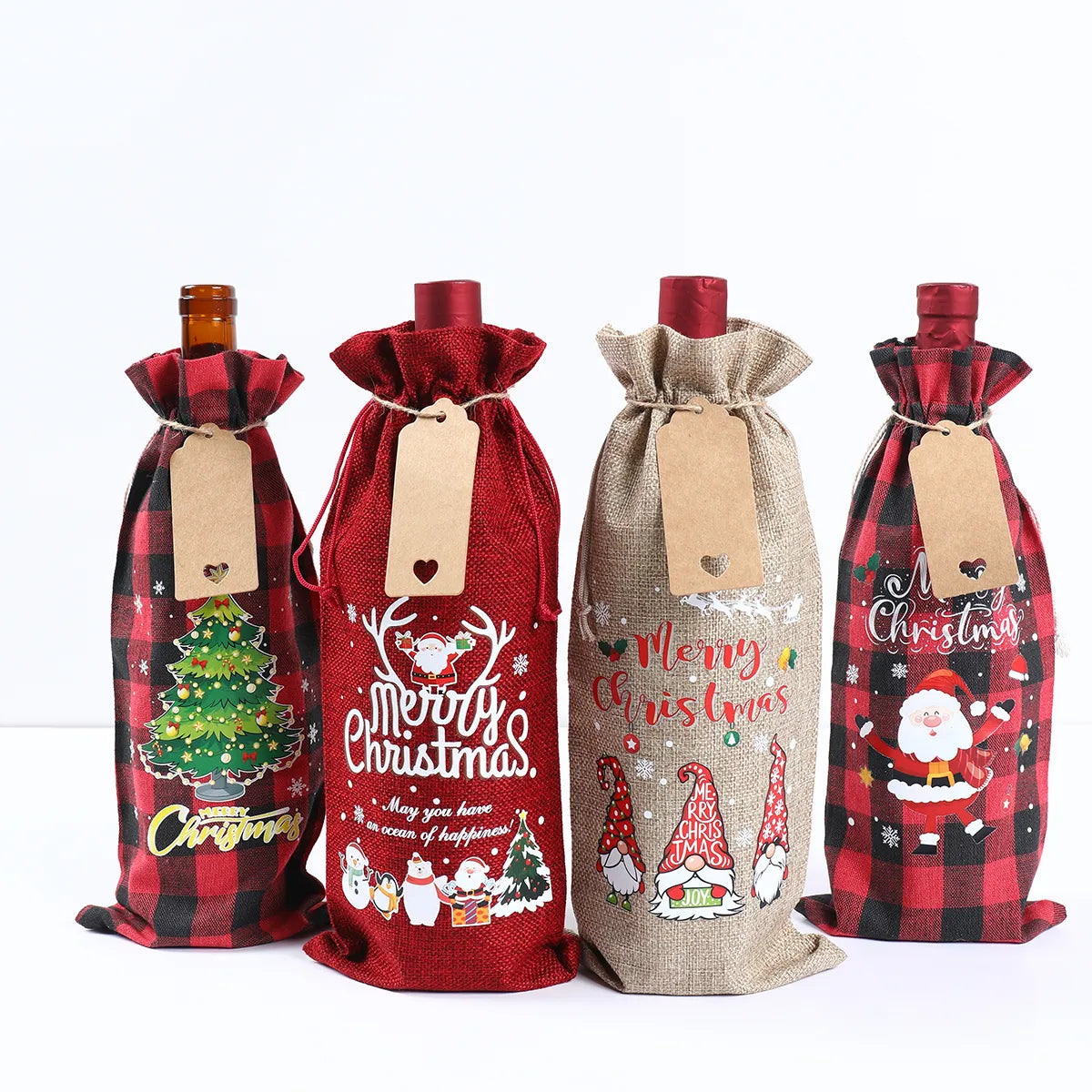 Christmas Burlap Wine Bags