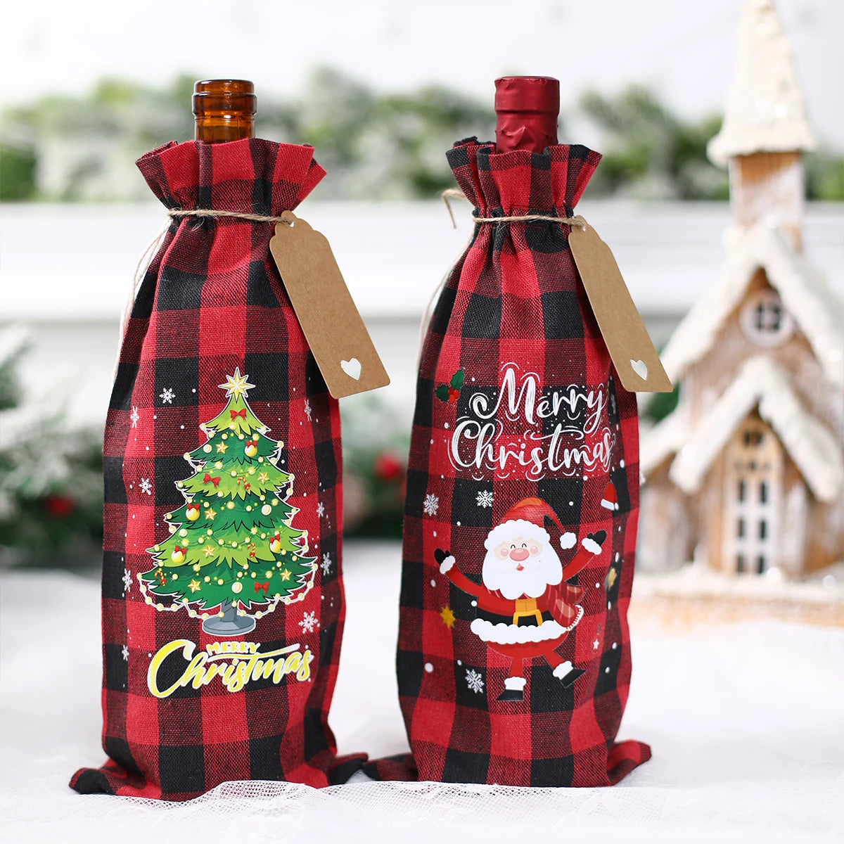 Christmas Burlap Wine Bags