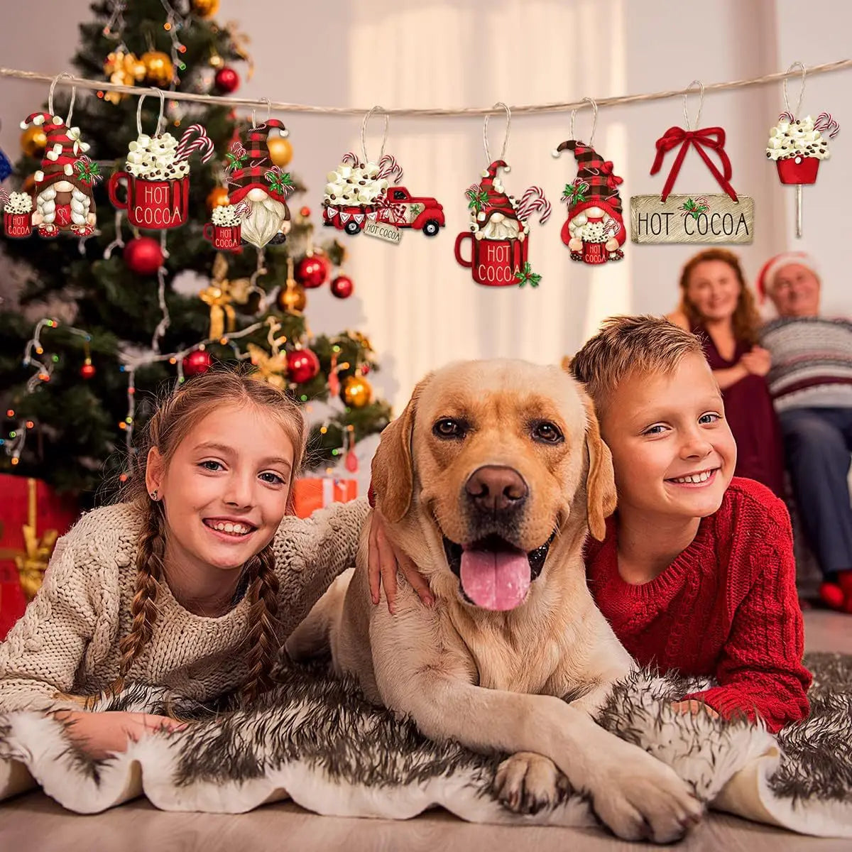 24pcs Christmas Dwarf Wood Pendant