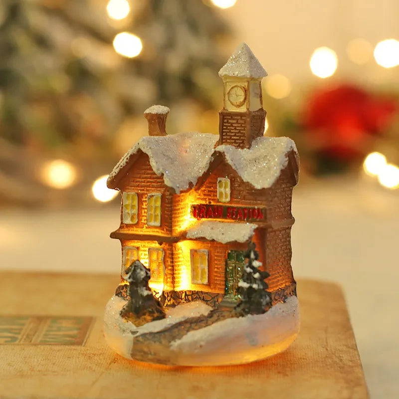 Christmas Decorations Resin Houses LED Night Lights