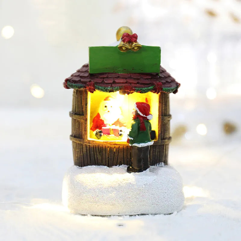 Christmas Decorations Resin Houses LED Night Lights