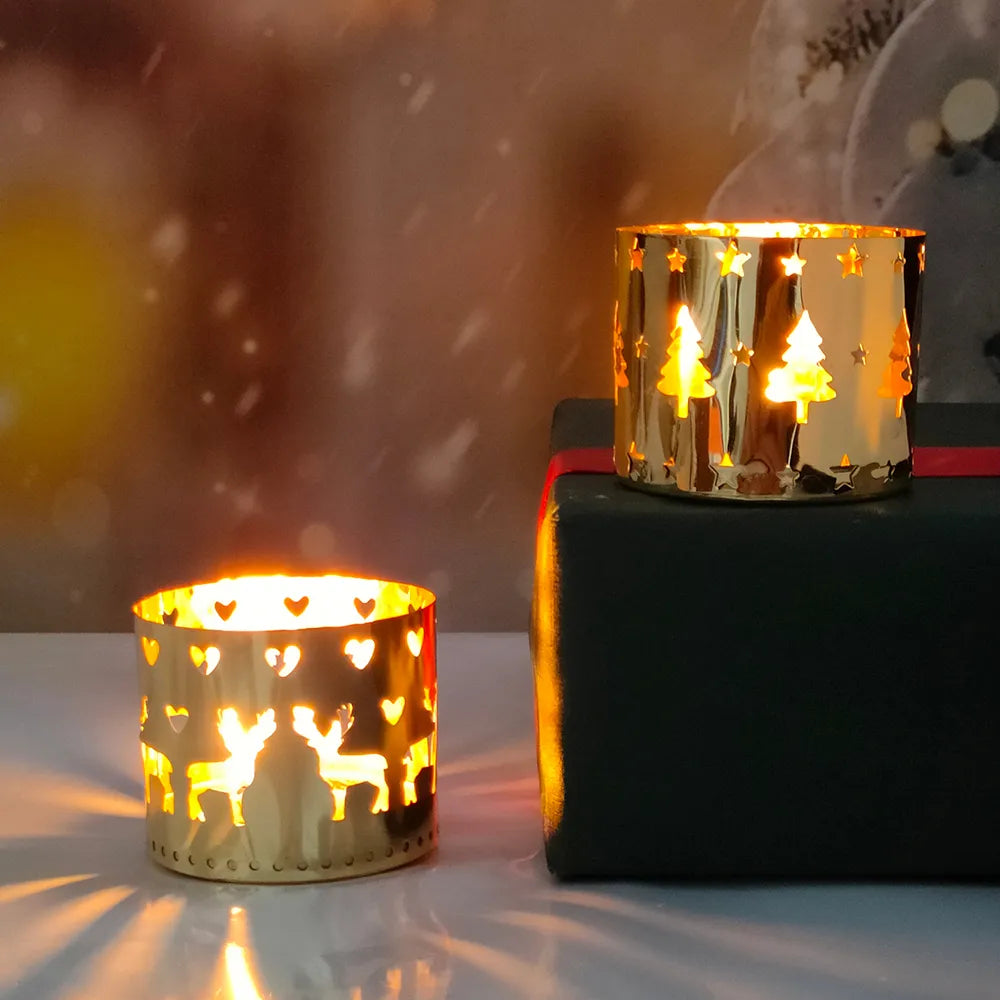 Christmas Iron Hollow Candle Holder