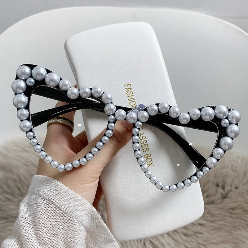 Heart-Shaped Imitation Pearl Frame Sunglasses