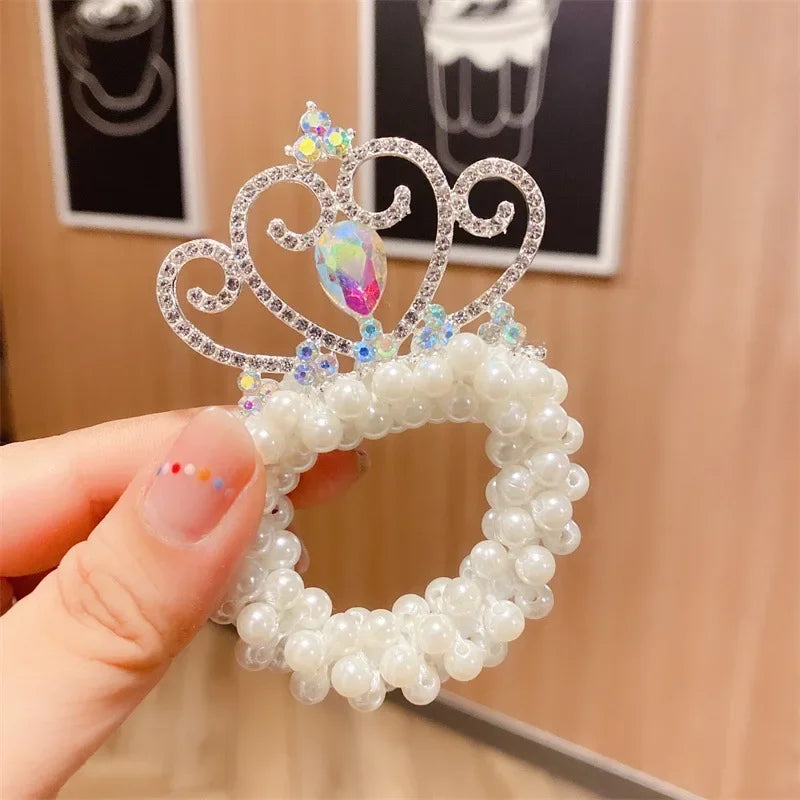 1PCS  Pearl Crown Princess Hair Ties