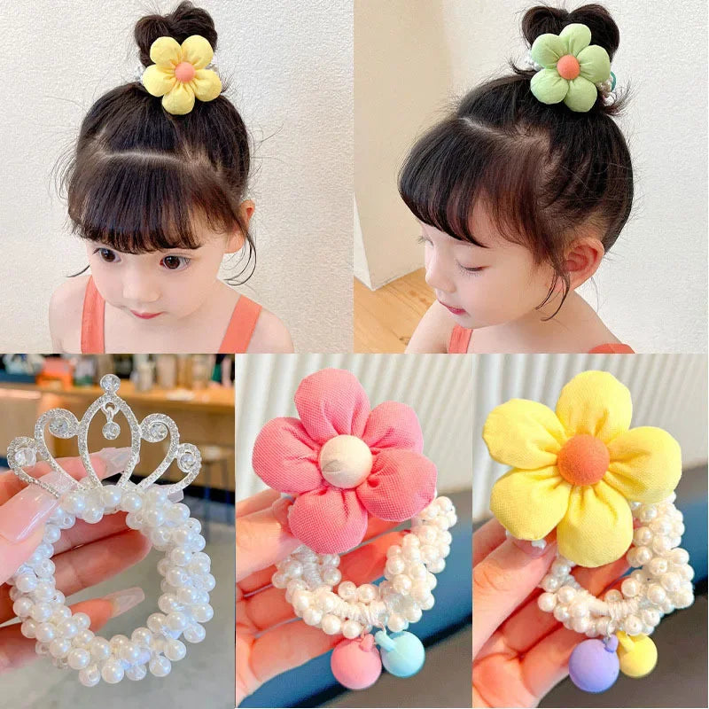 1PCS  Pearl Crown Princess Hair Ties